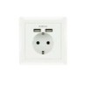Nanocable Rosette Recessed Schuko-Type Wall Socket Base with 2 2,4A USB Sockets - White Color