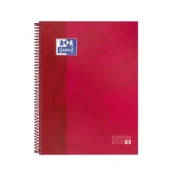 Oxford Europeanbook 1 Caderno Espiral Formato A4+ Quadriculado 5x5mm - 80 Folhas - Banda de Cor - Capa Extradura Brilhante