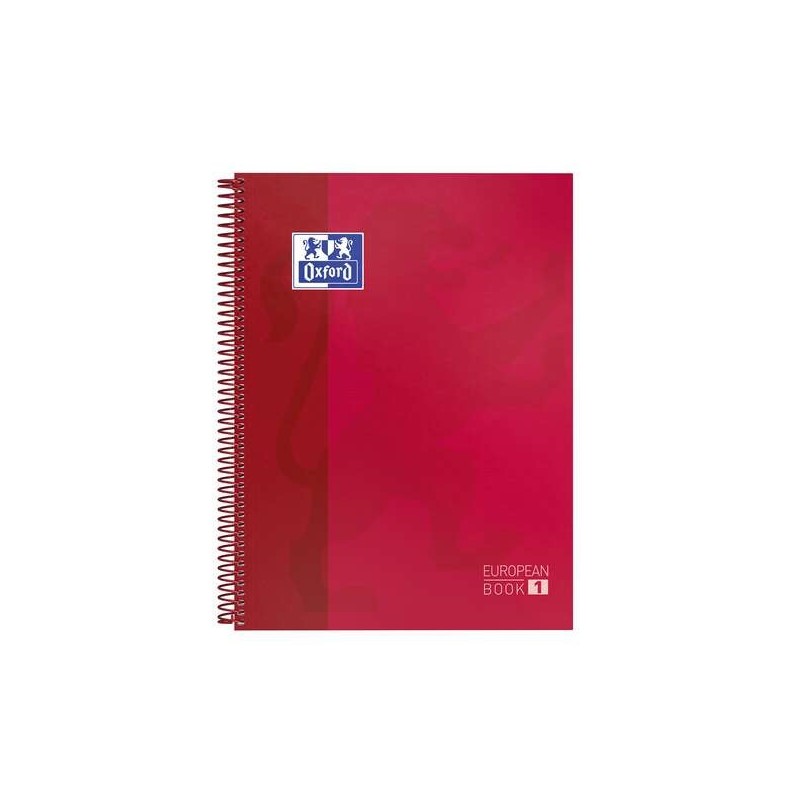 Oxford Europeanbook 1 Cuaderno Espiral Formato A4+ Cuadriculado 5x5mm - 80 Hojas - Banda de Color - Tapa Extradura Brillante