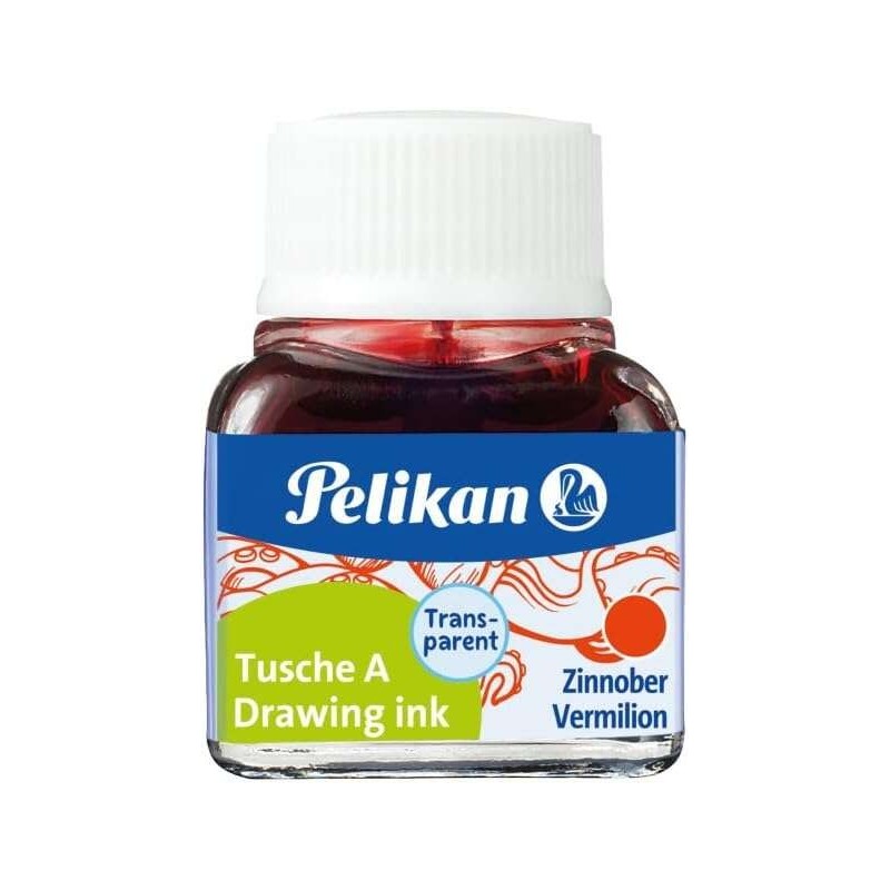Tinta Chinesa Pelikan 523 10ml N.3 - Frasco 10ml - Ideal para Desenho e Caligrafia - Cor Vermilion