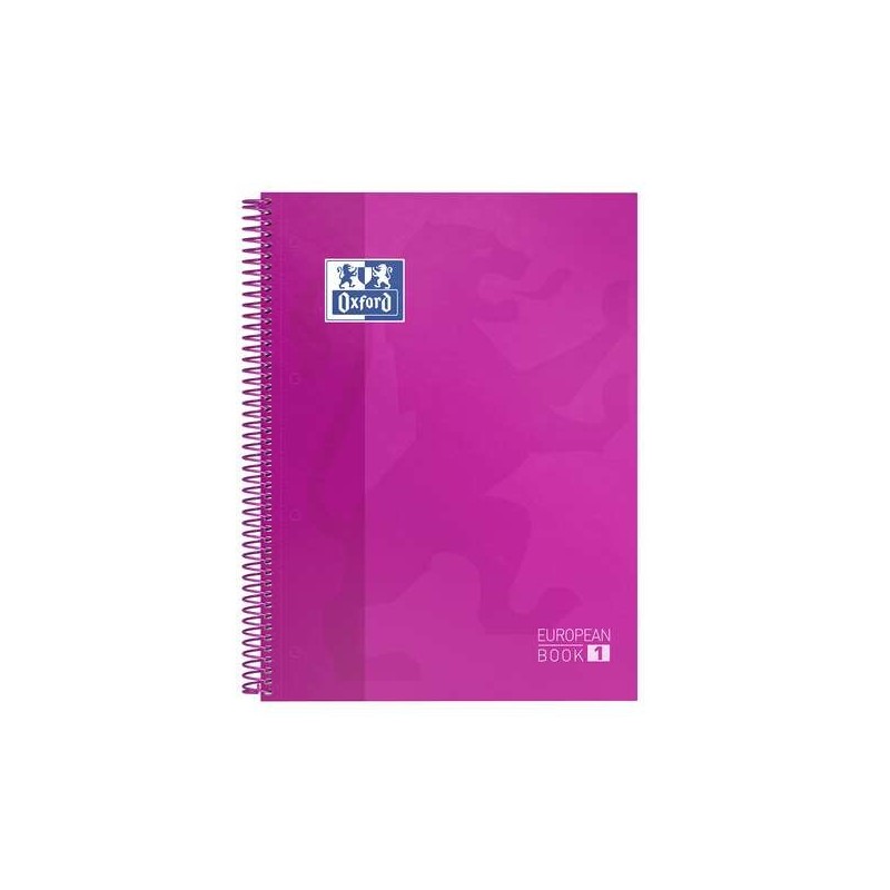 Oxford Europeanbook 1 Cuaderno Espiral Formato A4+ Cuadriculado 5x5mm - 80 Hojas - Banda de Color - Tapa Extradura Brillante