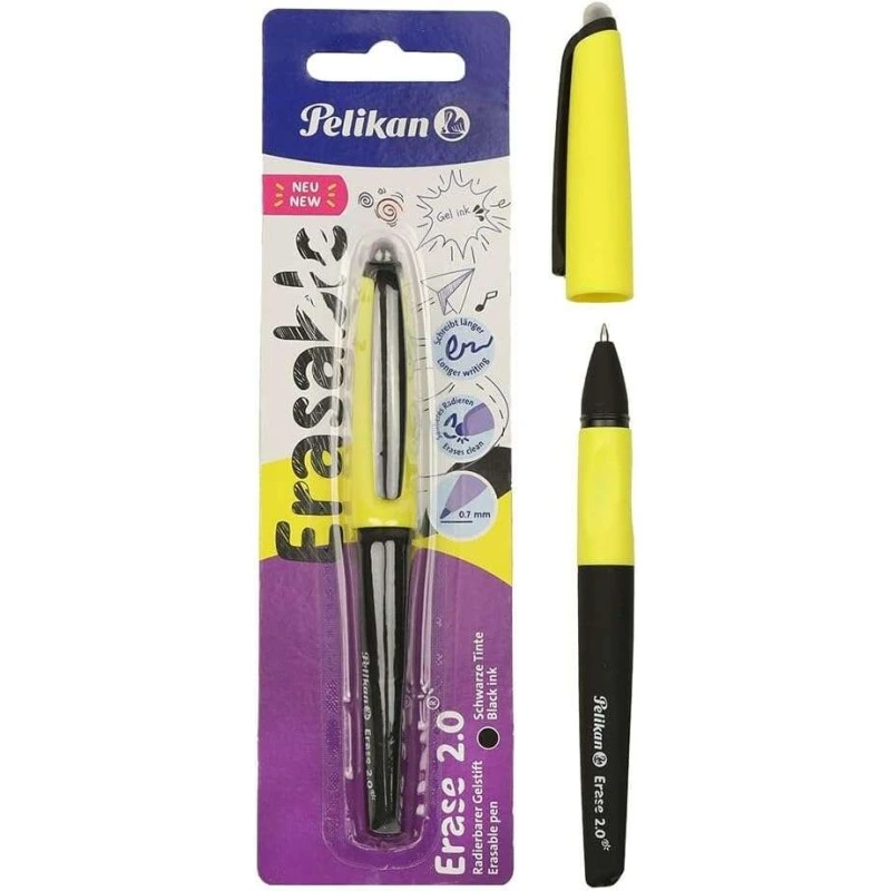 Esferográfica Pelikan Roller Erase 2.0 - Pega ergonómica antifadiga - Longa duração da tinta - Corpo da mesma cor de