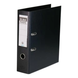 Elba Plast Archivador Tamaño A4 - Ancho 80mm - Con Palanca y Rado - Resistente y Duradero - Fabricado en PVC - Color Negro