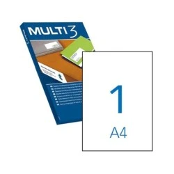 Multi3 Pacote de 500 Etiquetas Brancas de Borda Reta Tamanho 210,0X297,0mm com Adesivo Permanente para Múltiplos Usos