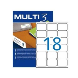 Multi3 Pacote de 1800 Etiquetas Brancas Tamanho 63,5x46,6mm - Bordas rombas - Adequado para impressão