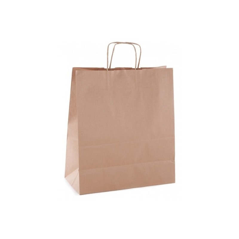 Apli Pack de 50 Bolsas Kraft - Alta Resistencia - Asas Rizadas - Reutilizables y Reciclables - Color Marron