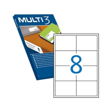 Multi3 Pack of 800 White Straight Edge Labels Size 97,0X67,7mm with Permanent Adhesive for Multiple Uses