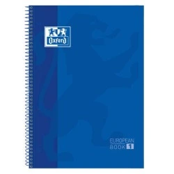 Oxford Europeanbook 1 Cuaderno Espiral Formato A4+ Cuadriculado 5x5mm - 80 Hojas - Banda de Color - Tapa Extradura Brillante