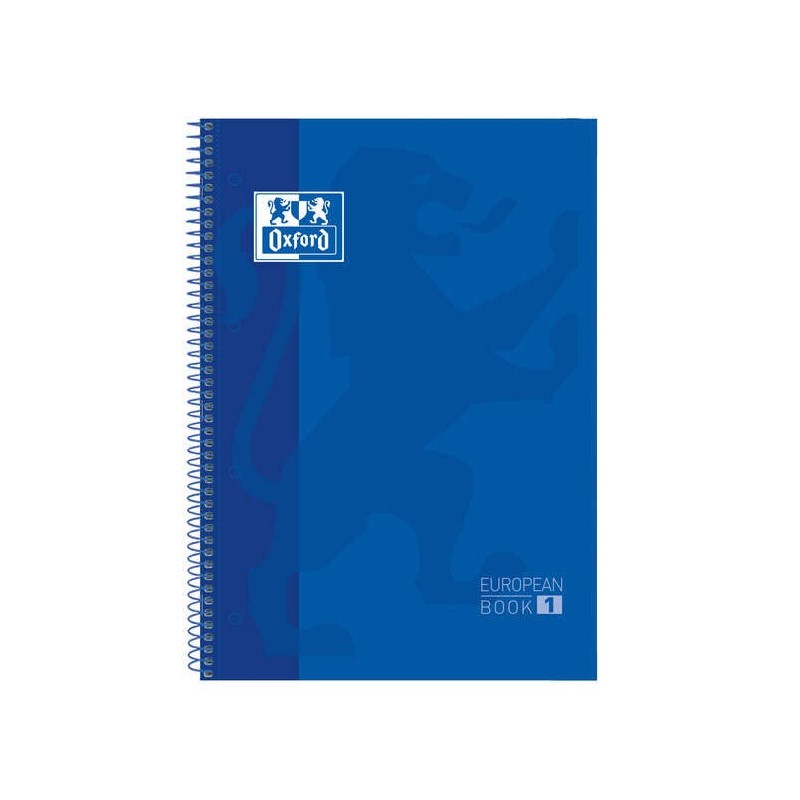 Oxford Europeanbook 1 Cuaderno Espiral Formato A4+ Cuadriculado 5x5mm - 80 Hojas - Banda de Color - Tapa Extradura Brillante
