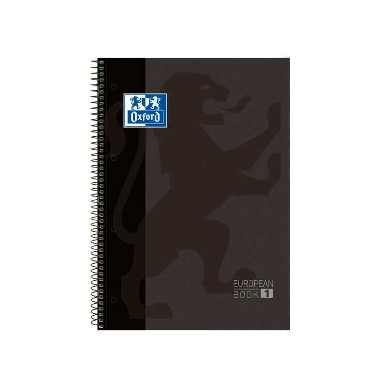 Oxford Europeanbook 1 Caderno Espiral Formato A4+ Quadriculado 5x5mm - 80 Folhas - Banda de Cor - Capa Extradura Brilhante