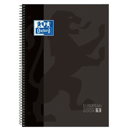 Oxford Europeanbook 1 Cuaderno Espiral Formato A4+ Cuadriculado 5x5mm - 80 Hojas - Banda de Color - Tapa Extradura Brillante