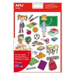 Apli School Theme Gomets - 312 Units - Removable Adhesive - Educational Illustrations - Ideal Format for Schools - Complies