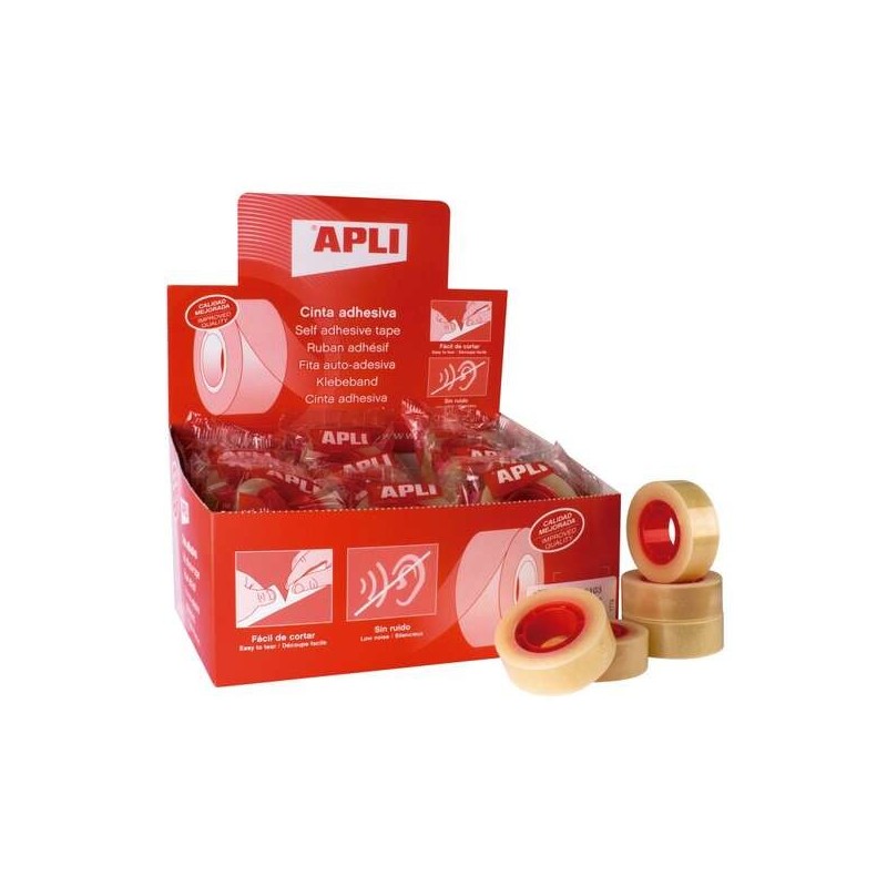 Apli Display de 35 Fitas Adesivas Transparentes - Tamanho 19mm x 33m