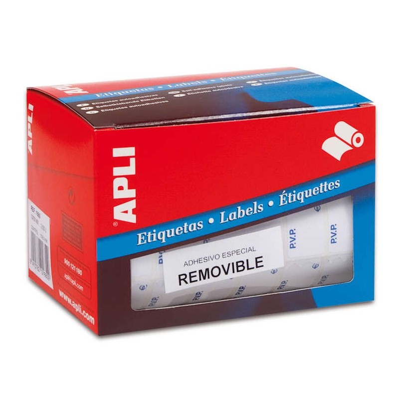 Apli Rolo de 2.520 Etiquetas PVP 16x22mm - Texto Pré-Impresso com as Siglas PVP - Adesivo Removível - Cor Branca