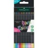 Faber-Castell Black Edition Pack de 12 Lapices de Colores Neon+Pastel - Mina Supersuave - Madera Negra - Ideales para Dibujo