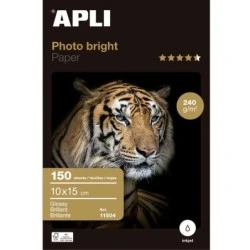 Apli Pacote de 150 Folhas de Papel Fotográfico Photobright 10x15cm 240g - Acabamento Brilhante - Adequado para Uso em