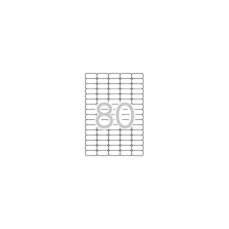 Apli Pack of 2,000 Labels 35,6x16,9mm - 25 Sheets per 80 Labels - Removable Adhesive - Blunt Edges - Suitable for Inkjet, Laser