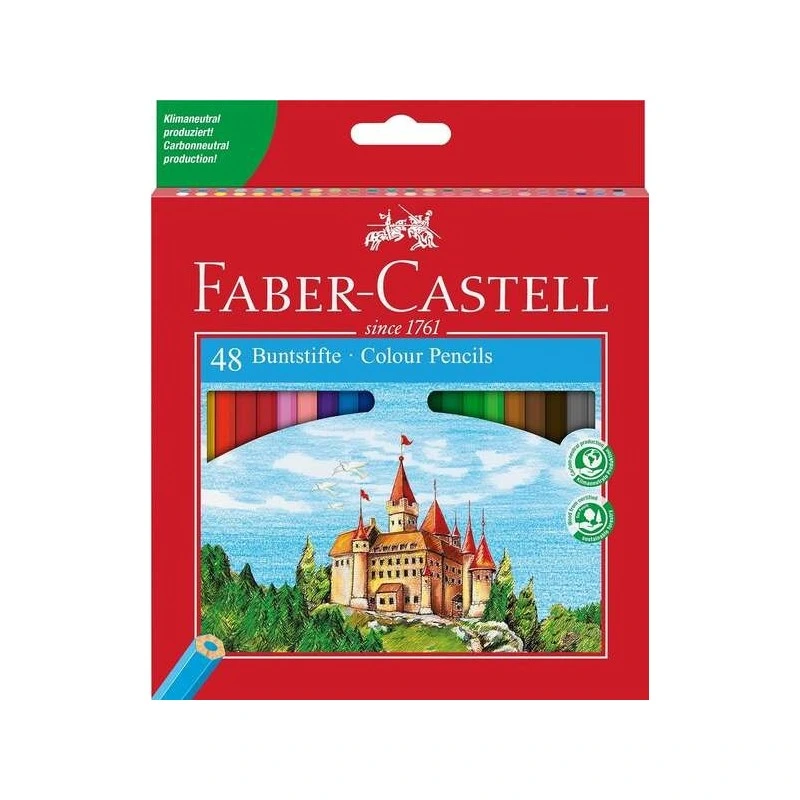 Faber-Castell Classic Color Pack de 48 Crayons de Couleur Hexagonaux - Résistance à la Casse - Couleurs Assorties