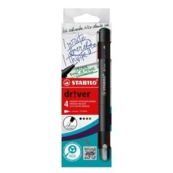 Stabilo Dr!ver Pack de 4 Rotuladores de Punta Fina 0.4mm - Tinta a Prueba de Manchas, Inodora y con Base al Agua - Fabricado