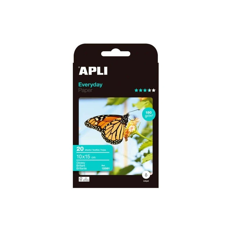 Papier Photo Apli Everyday 10 x 15 cm 180g 20 Feuilles