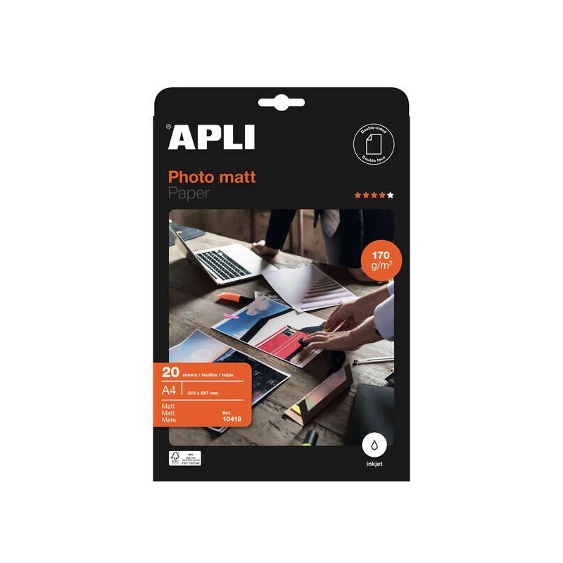 Papier Photo Mat Apli A4 170g 20 Feuilles