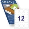 Multi3 Pack of 1200 Round Labels 60mm Diameter - 100 Sheets x 12 Labels - Suitable for Laser and Ink Printing - Color White