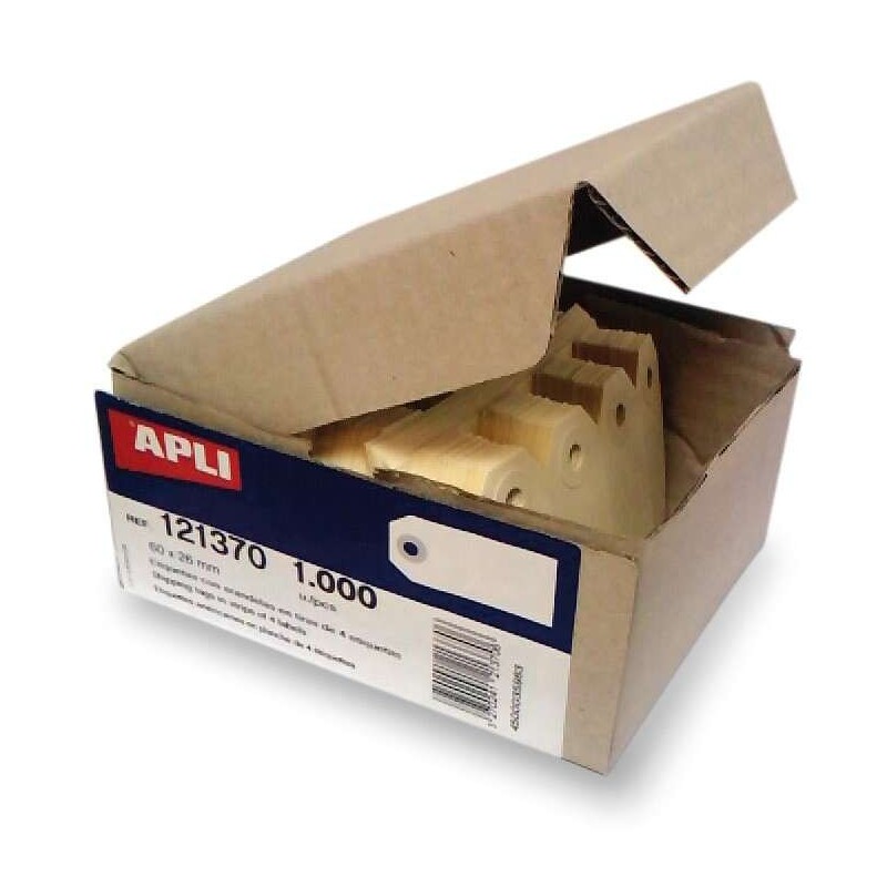 Apli Pack de 1000 Etiquetas con Arandela para Colgar 80 x 38mm - Color Crema