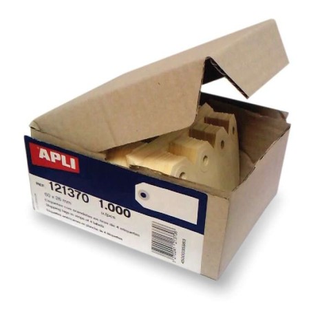 Apli Pack de 1000 Etiquetas con Arandela para Colgar 80 x 38mm - Color Crema