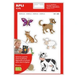 Apli Gomets Tematicos Animales xL - 28 Gomets en 2 Hojas A4 - Desarrollados con Educadores - Adhesivo Removible - Tamaño xL sin