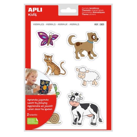 Apli Gomets Temático Animal xL - 28 Gomets em 2 Folhas A4 - Desenvolvido com Educadores - Adesivo Removível - Tamanho xL sem
