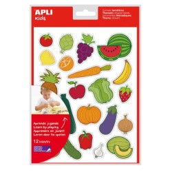 Apli Sachet de Gomets Thématiques Fruits et Légumes - 276 Gomets - Adhésif amovible - Développé avec des éducateurs - Idéal
