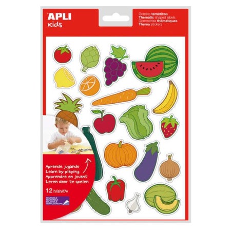 Apli Bag of Fruits and Vegetables Themed Gomets - 276 Gomets - Removable Adhesive - Developed with Educators - Ideal for
