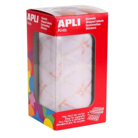 Apli Roll avec 2 832 Gomets Triangulaires 20x20x20mm - Adhésif Permanent - Normes EN-71 et FSC - Adhésif à base d'eau - Sans