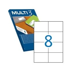 Multi3 Pacote de 4.000 Etiquetas Brancas de Borda Reta Tamanho 105,0X74,0mm com Adesivo Permanente para Múltiplos Usos