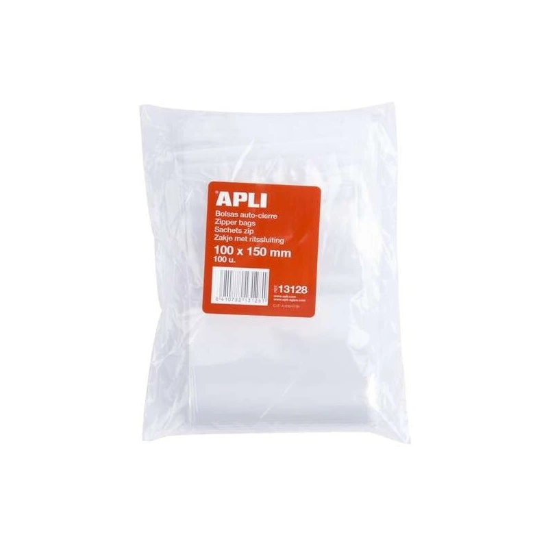 Apli Pacote de 100 Sacos Autovedantes 100 x 150 mm - Fechamento Seguro - Adequado para Alimentos