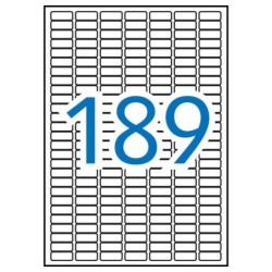 Apli Pack of 1,890 Rectangular Labels 25,4x10mm - 10 Sheets per 189 Labels - Permanent Adhesive - Blunt Edges - Suitable for