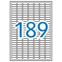 Apli Pacote de 1.890 Etiquetas Retangulares 25,4x10mm - 10 Folhas por 189 Etiquetas - Adesivo Permanente - Bordas rombas