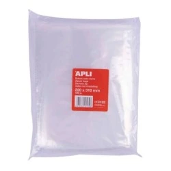 Apli Pack de 100 Bolsas Zip Auto Cierre Transparentes 220x310mm - Material LDPE - Cierre Seguro y Facil Manipulacion - Aptas