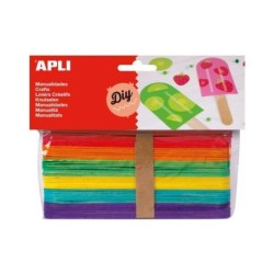 Apli Pacote de 40 Bastões Polo Jumbo de Madeira Natural 150 x 18 mm - Cores Sortidas