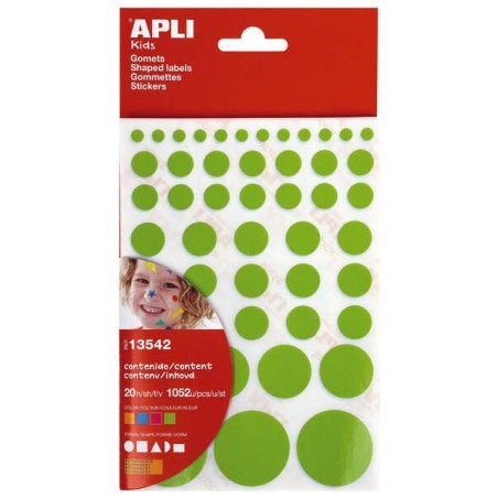 Adesivo Permanente Apli Gomets - 1052 Gomets por Saco - Desenvolvimento de Habilidades Criativas e Psicomotoras - Em
