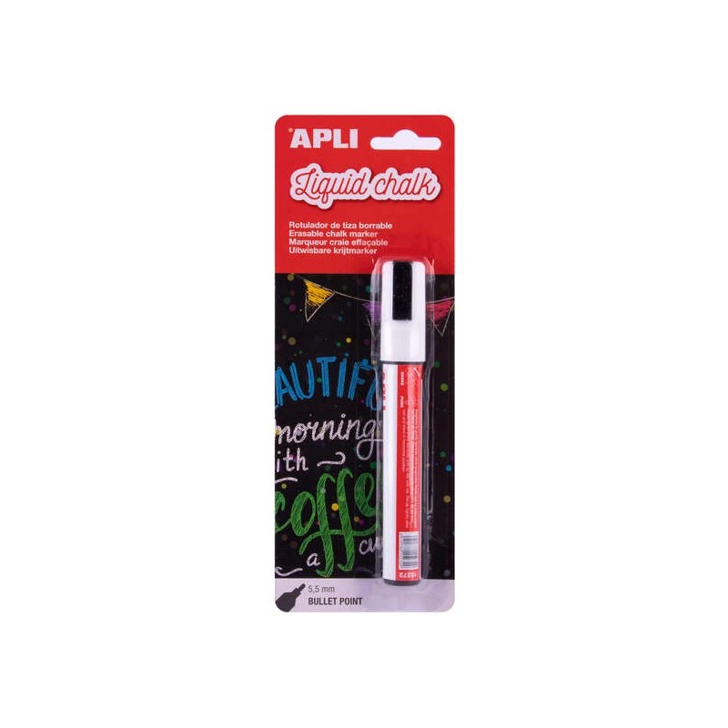 Marqueur à craie liquide Apli - Pointe ronde 5,5 mm - Facile à effacer avec un chiffon humide - Séchage rapide et utilisation
