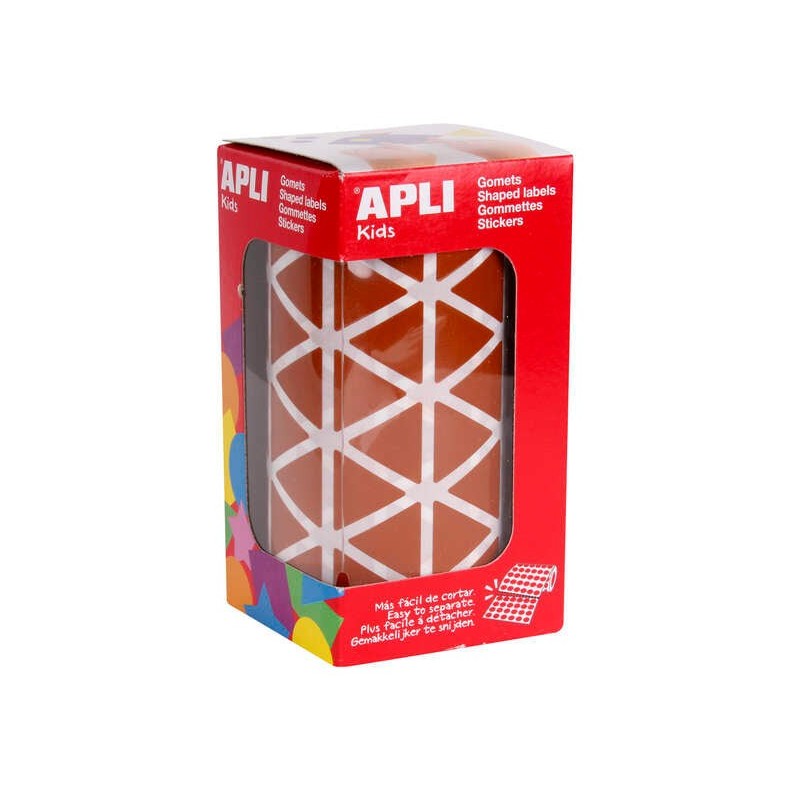 Apli Rollo con 2.832 Gomets Triangulares 20x20x20mm - 59 Hojas Pretroqueladas - Ideal para Escuelas y Talleres Infantiles