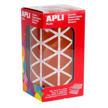 Apli Rollo con 2.832 Gomets Triangulares 20x20x20mm - 59 Hojas Pretroqueladas - Ideal para Escuelas y Talleres Infantiles