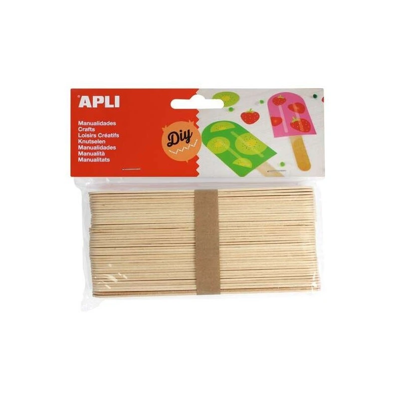 Apli Pack de 40 Palos Polo Jumbo de Madera Natural 150 x 18 mm - Color Madera
