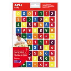 Apli Bag of Numbers Themed Gomets - 210 Gomets in 3 Sheets - Removable Adhesive - Learning Numbers and Mental Calculation