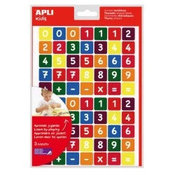 Apli Bag of Numbers Themed Gomets - 210 Gomets in 3 Sheets - Removable Adhesive - Learning Numbers and Mental Calculation