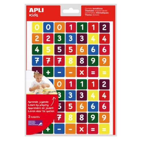 Apli Bag of Numbers Themed Gomets - 210 Gomets in 3 Sheets - Removable Adhesive - Learning Numbers and Mental Calculation