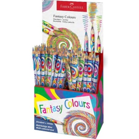 Faber-Castell Fantasia Display Stand with 84 Pencils with Multicolor Lead - Standard and Jumbo Models - Decorated Triangular