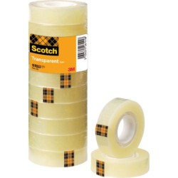Pack de 10 Rubans Adhésifs Scotch 15mm x 33m - Couleur Transparent