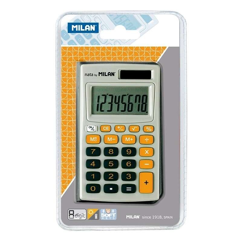 Calculatrice de poche à 8 chiffres Milan - 3 touches mémoire et racine carrée - Mise hors tension automatique - Étui inclus